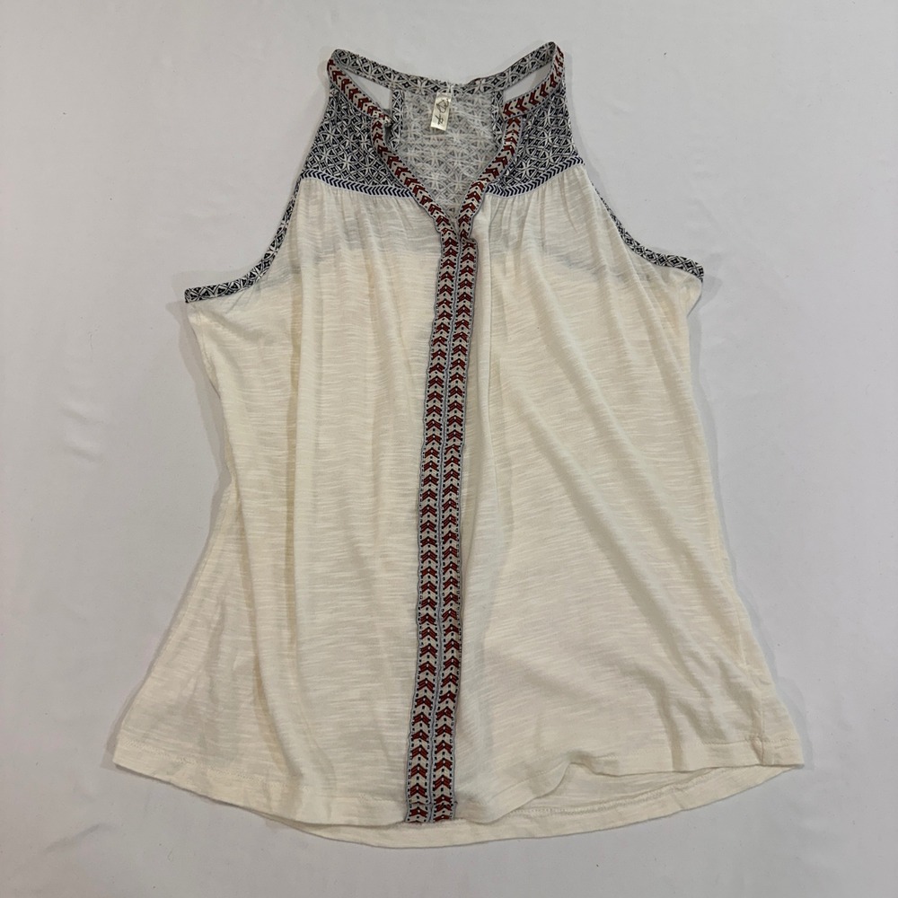 RD‎ Style Embroidered Halter Tank Top Womens Medium Cream Boho | Bohemian Core